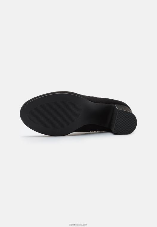 Anna Field kvinner høyhælte ankelstøvletter svarte P266L1997