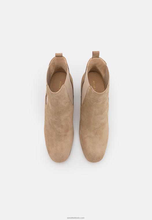 Anna Field kvinner klassiske ankelstøvletter i skinn beige P266L1893