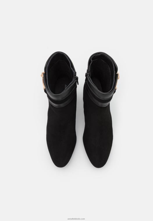 Anna Field kvinner klassiske ankelstøvletter i skinn svart P266L1928