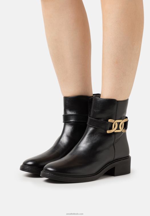 Anna Field kvinner klassiske ankelstøvletter i skinn svart P266L1963