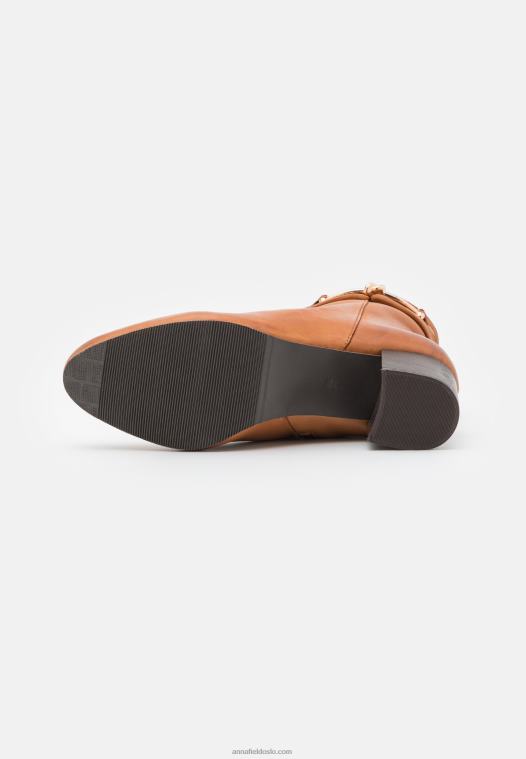 Anna Field kvinner klassiske ankelstøvletter konjakk i skinn P266L1957