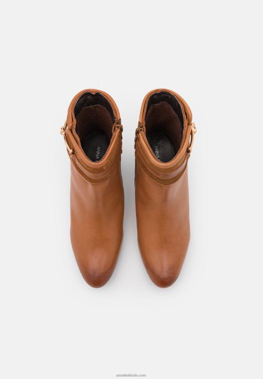 Anna Field kvinner klassiske ankelstøvletter konjakk i skinn P266L1957