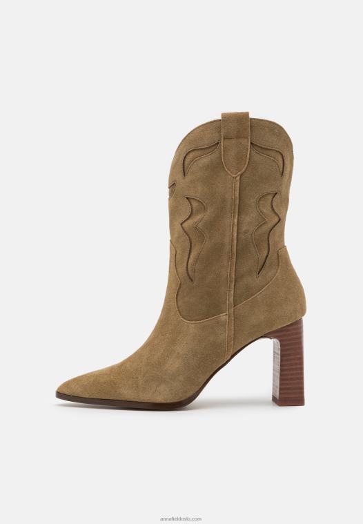 Anna Field kvinner lær cowboy/biker ankelstøvel khaki P266L2051