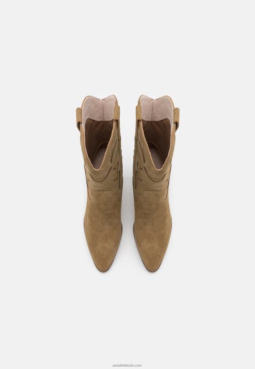 Anna Field kvinner lær cowboy/biker ankelstøvel khaki P266L2051