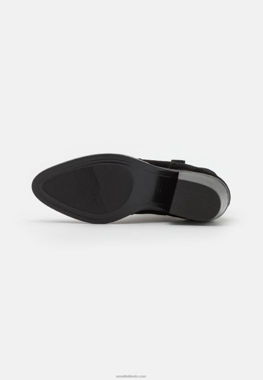 Anna Field kvinner skinn cowboy/biker ankelstøvel svart P266L2050