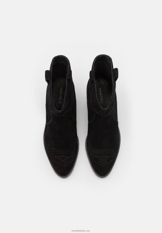 Anna Field kvinner skinn cowboy/biker ankelstøvel svart P266L2050