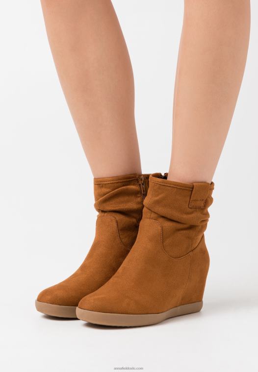 Anna Field kvinner vinterstøvel kile ankelstøvletter konjakk P266L2064