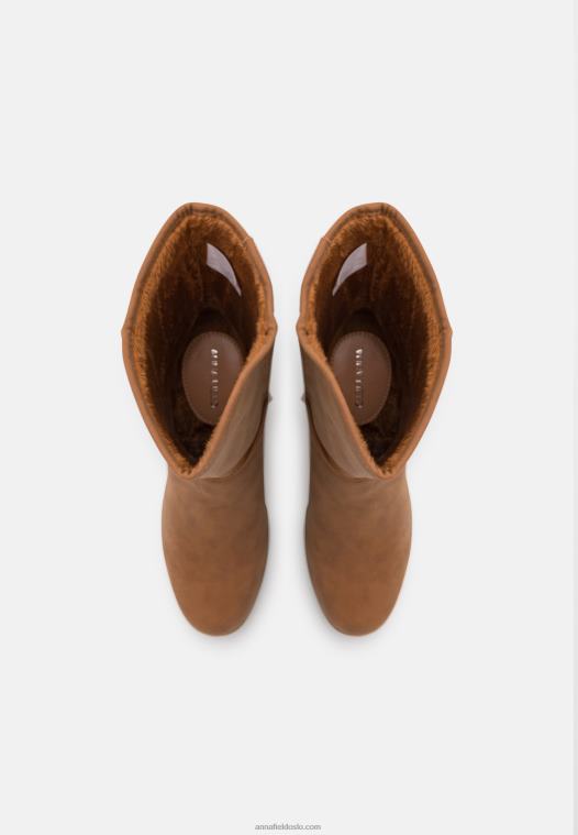 Anna Field kvinner vinterstøvel kile ankelstøvletter konjakk P266L2065