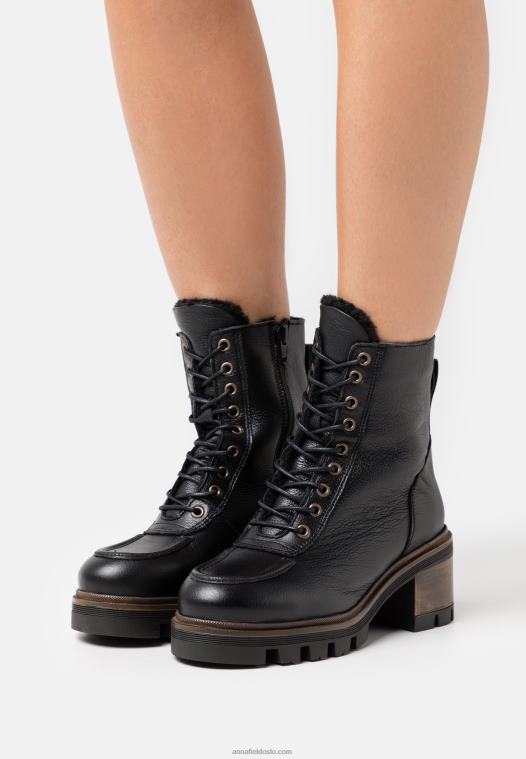 Anna Field kvinner vinterstøvler i skinn svarte P266L2036