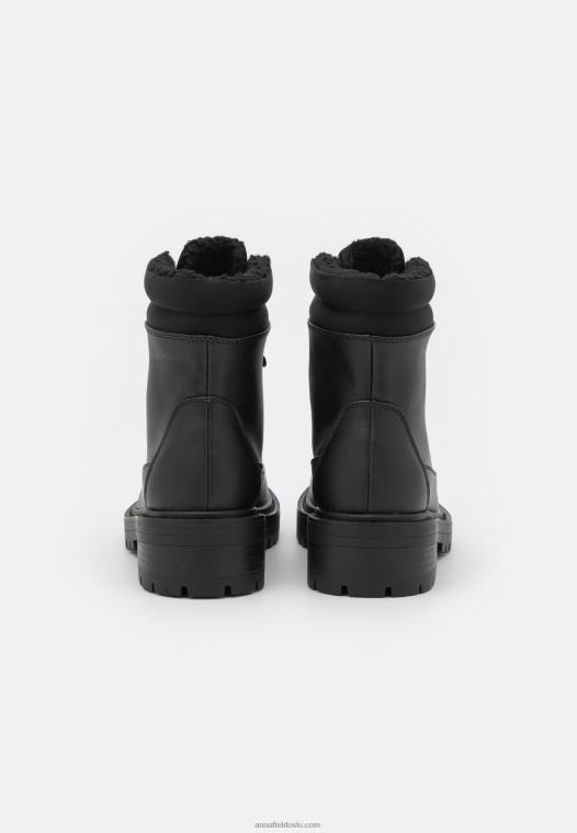 Anna Field kvinner vinterstøvlett med snøre ankelstøvletter svart P266L2030