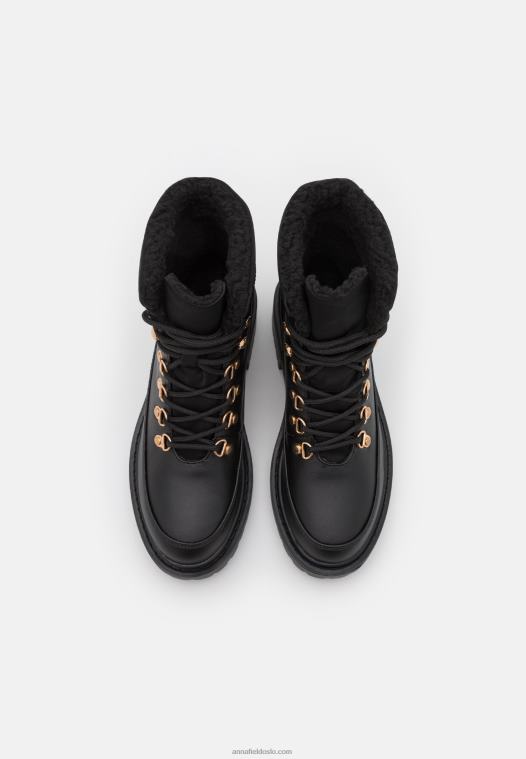 Anna Field kvinner vinterstøvlett med snøre ankelstøvletter svart P266L2030
