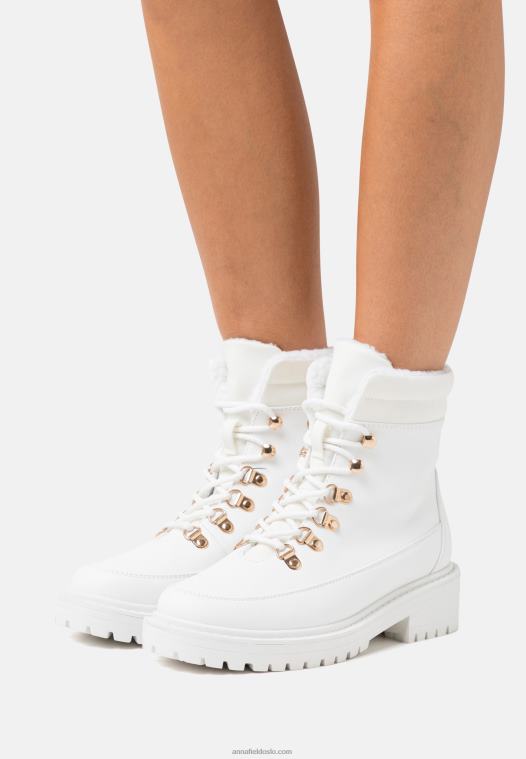 Anna Field kvinner vinterstøvlett snøre ankelstøvletter hvite P266L2046
