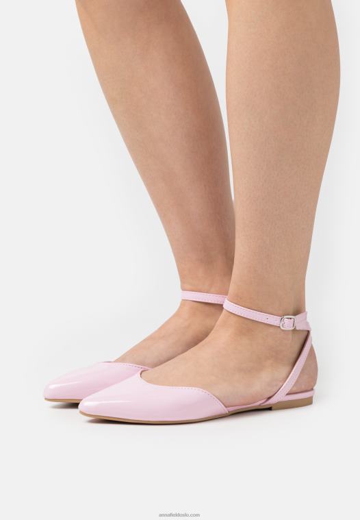 Anna Field kvinner ankelstropp ballettpumper rosa P266L2177