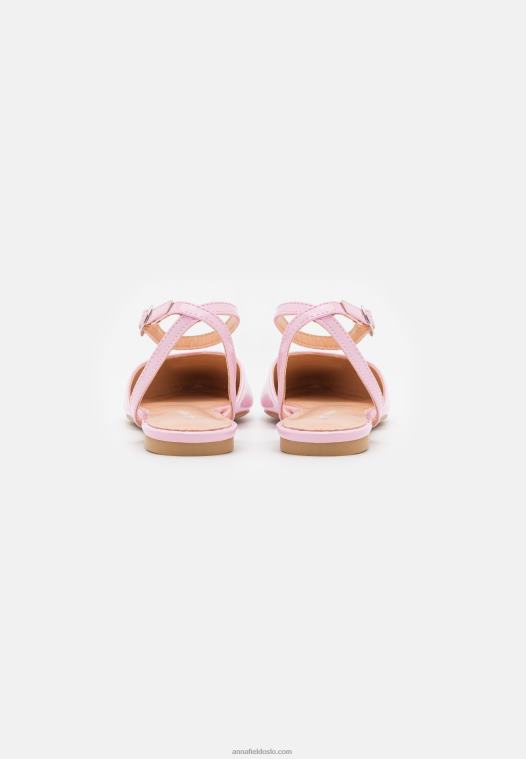 Anna Field kvinner ankelstropp ballettpumper rosa P266L2177