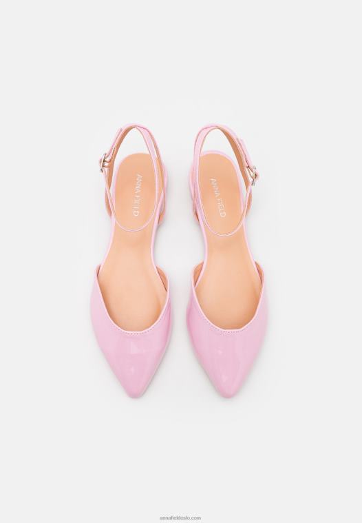 Anna Field kvinner ankelstropp ballettpumper rosa P266L2177