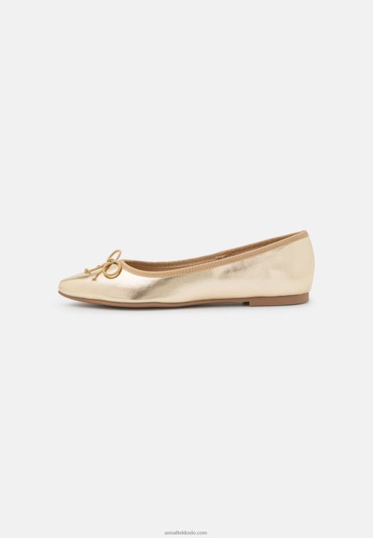 Anna Field kvinner ballet pumps gull P266L2136