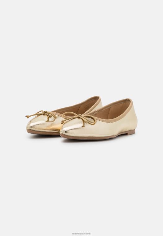Anna Field kvinner ballet pumps gull P266L2136