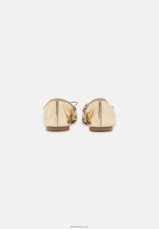 Anna Field kvinner ballet pumps gull P266L2136
