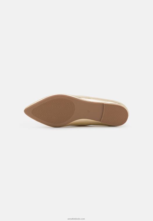 Anna Field kvinner ballet pumps gull P266L2136