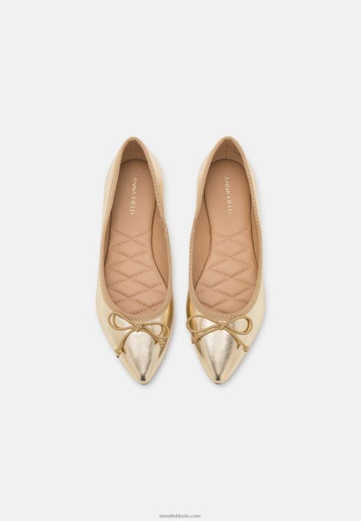Anna Field kvinner ballet pumps gull P266L2136