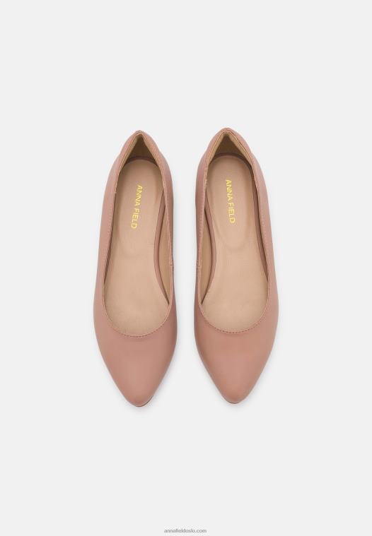 Anna Field kvinner ballettpumper i skinn lys rosa P266L2128