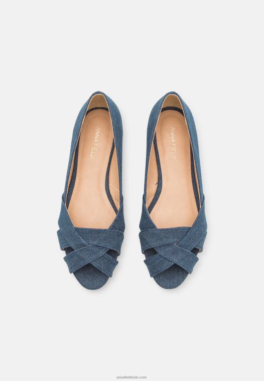 Anna Field kvinner peeptoe ballet pumps blå P266L2120