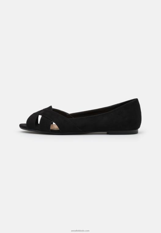 Anna Field kvinner peeptoe ballet pumps svart P266L2082
