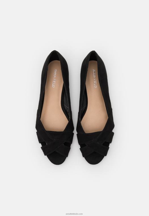 Anna Field kvinner peeptoe ballet pumps svart P266L2082