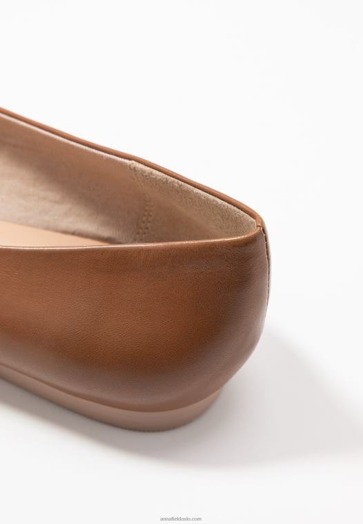 Anna Field kvinner skinn ballett pumps cognac P266L2066