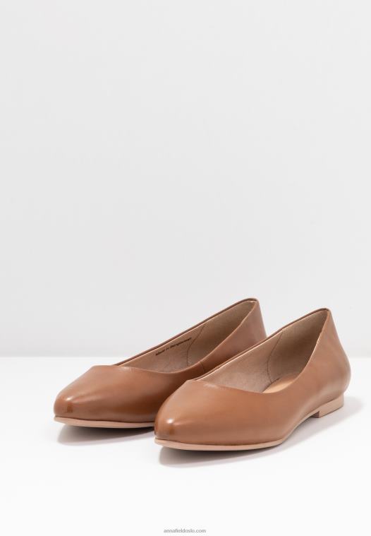 Anna Field kvinner skinn ballett pumps cognac P266L2066