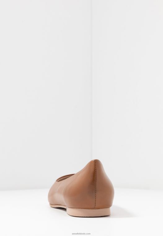 Anna Field kvinner skinn ballett pumps cognac P266L2066
