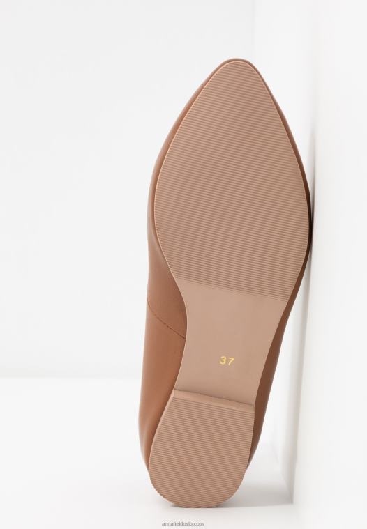 Anna Field kvinner skinn ballett pumps cognac P266L2066