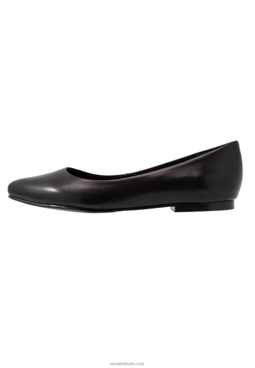 Anna Field kvinner skinn ballett pumps svart P266L2077