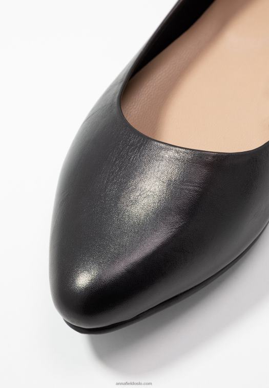 Anna Field kvinner skinn ballett pumps svart P266L2077
