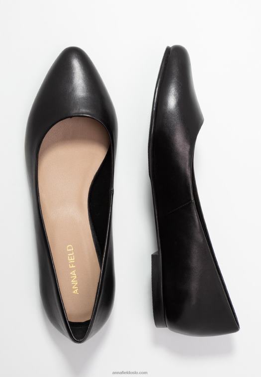 Anna Field kvinner skinn ballett pumps svart P266L2077