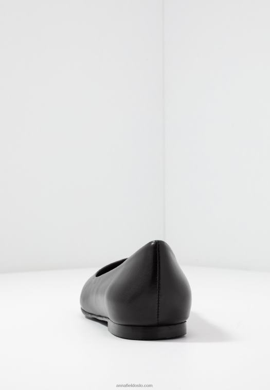 Anna Field kvinner skinn ballett pumps svart P266L2077