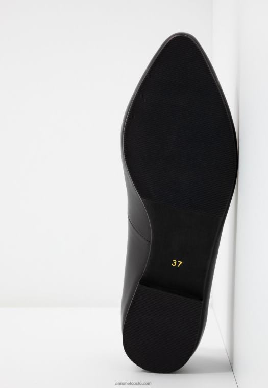Anna Field kvinner skinn ballett pumps svart P266L2077