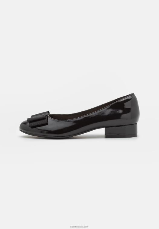 Anna Field kvinner skinn ballett pumps svart P266L2112