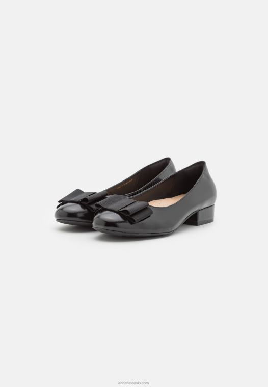 Anna Field kvinner skinn ballett pumps svart P266L2112