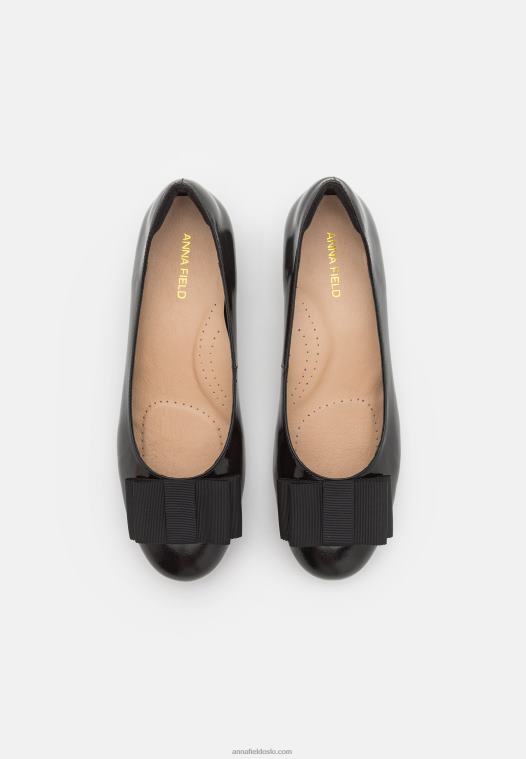Anna Field kvinner skinn ballett pumps svart P266L2112