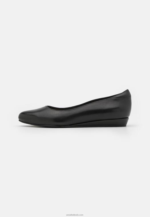 Anna Field kvinner skinn ballett pumps svart P266L2119