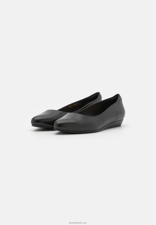 Anna Field kvinner skinn ballett pumps svart P266L2119