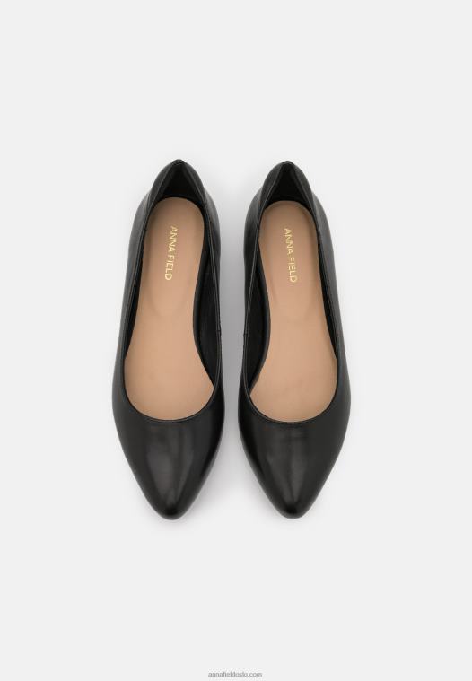 Anna Field kvinner skinn ballett pumps svart P266L2119