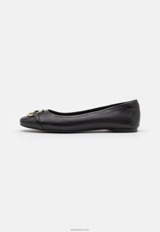 Anna Field kvinner skinn ballett pumps svart P266L2145