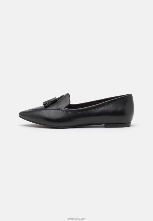 Anna Field kvinner skinn ballett pumps svart P266L2151