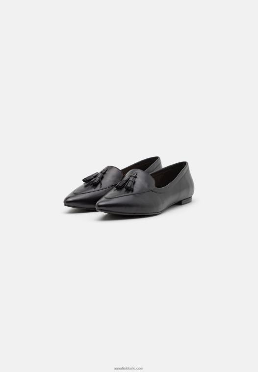 Anna Field kvinner skinn ballett pumps svart P266L2151