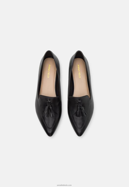 Anna Field kvinner skinn ballett pumps svart P266L2151