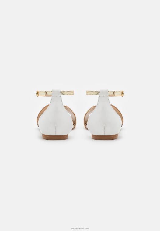 Anna Field kvinner skinn peeptoe ballett pumps hvit P266L2087