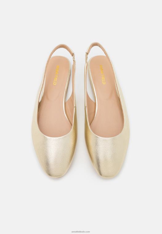 Anna Field kvinner skinn slingback ballet pumps gull P266L2182