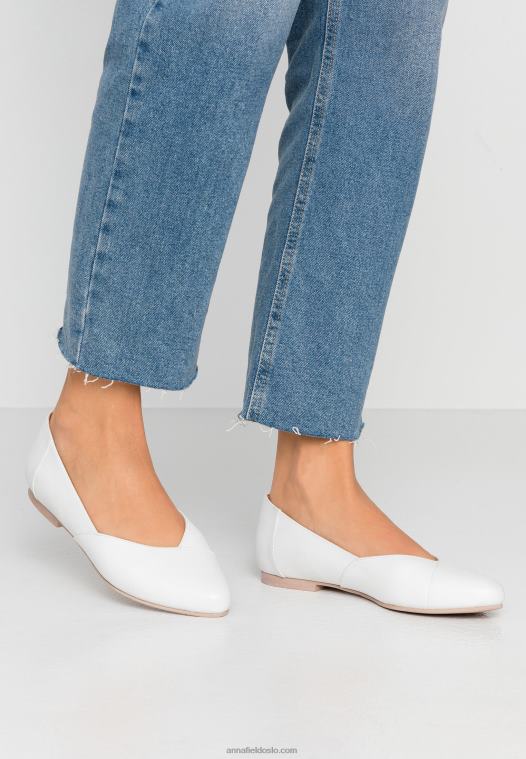 Anna Field kvinner skinnballerinaer ballettpumper hvit P266L2135